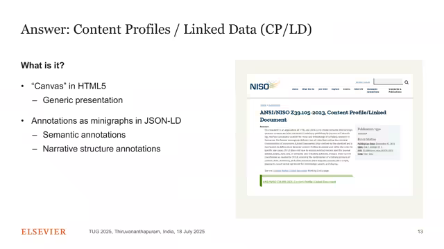 Slide 13: Content Profiles / Linked Data answer
