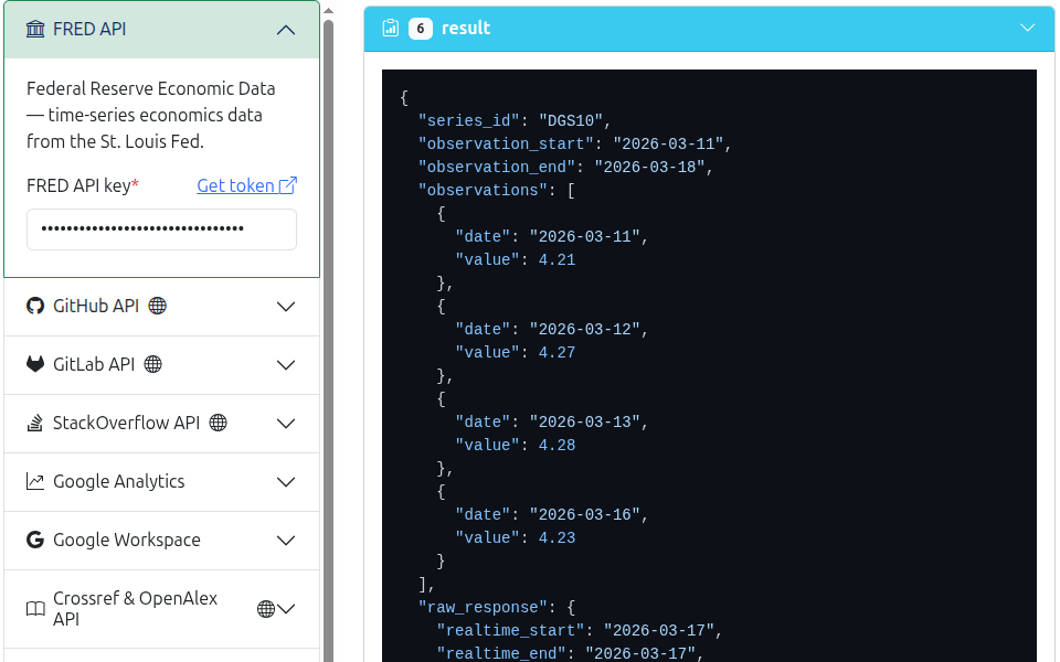 FRED API agent — success with treasury rates